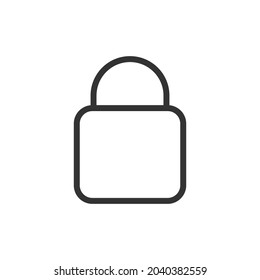 Thin line icon of lock. Vector outline sign for UI, web and app. Concept design of lock icon. Isolated on a white background.