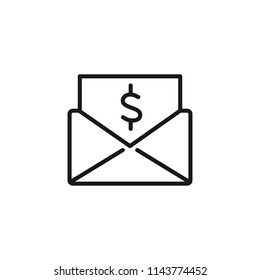 Thin line icon of mail, envelop, inbox, letter. Editable vector stroke 64x64 Pixel.
