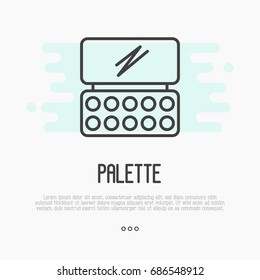 Thin line icon of make up palette for make up artist logo. Vector illustration.