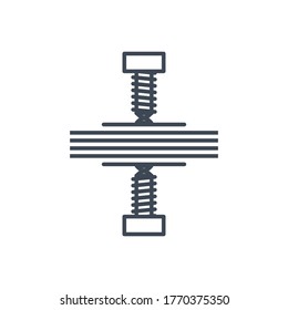 Thin line icon manufacture, bonding of wood, metal