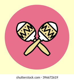 Thin Line Icon. Maracas. Simple Trendy Modern Style Round Color Vector Illustration.