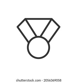 Thin line icon of medal. Vector outline sign for UI, web and app. Concept design of medal icon. Isolated on a white background.