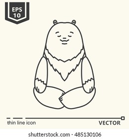 Thin line icon. Meditative Animals series - bear. EPS 10. Isolated object