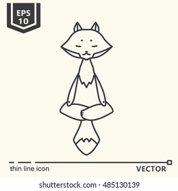 Thin Line Icon. Meditative Animals Series - Fox. EPS 10. Isolated Object