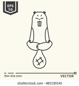 Thin line icon. Meditative Animals series - beaver. EPS 10. Isolated object