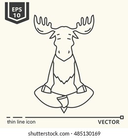Thin line icon. Meditative Animals series - moose. EPS 10. Isolated object