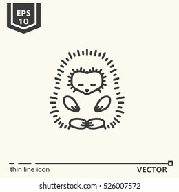 Thin line icon. Meditative Animals series - hedgehog. EPS 10. Isolated object