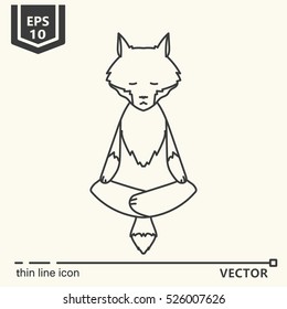 Thin line icon. Meditative Animals series - wolf. EPS 10. Isolated object