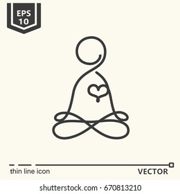 Thin line icon - Meditator. EPS 10 Isolated object