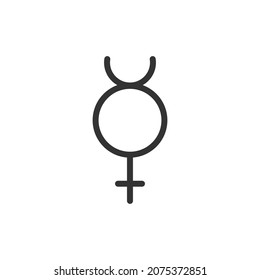 Thin line icon of mercury. Vector outline sign for UI, web and app. Concept design of mercury icon. Isolated on a white background.