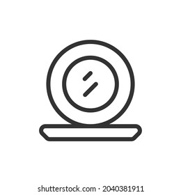 Dünne Linie Symbol des Spiegels. Vektorgrafik-Zeichen für Benutzeroberfläche, Web und App. Konzeption des Spiegelbildes. Einzeln auf weißem Hintergrund.