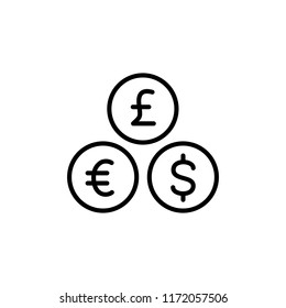 Thin line icon of money currency. Editable vector stroke 64x64 Pixel. 