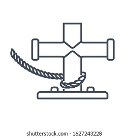 Thin line icon mooring bollard at port, harbor
