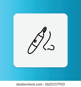 Thin line icon of a nose with a trimmer, representing grooming and nose hair maintenance.