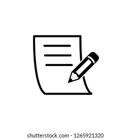 Thin line icon of  note, pencil, memo, paper, chek. Editable vector 64x64 Pixel.