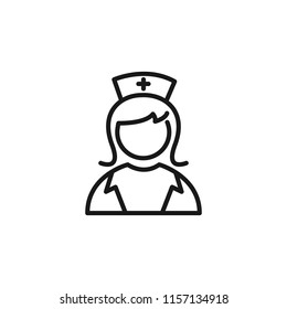 Thin line icon of nurse, people, character, avatar, person. Editable vector stroke 64x64 Pixel.