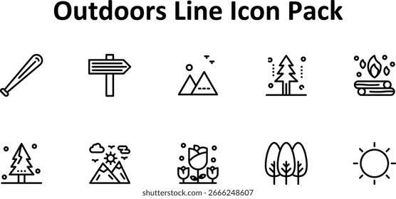 Thin Line Icon Pack - Ao ar livre (10 Ícones)