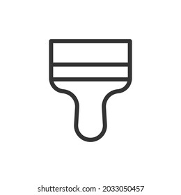 Thin line icon of paint brush. Vector outline sign for UI, web and app. Concept design of paint brush icon. Isolated on a white background.