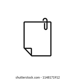 Thin line icon of paperclip, note, paper, document. Editable vector stroke 64x64 Pixel.