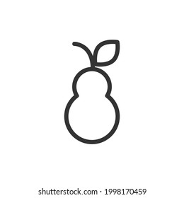 Thin line icon of pear. Vector outline sign for UI, web and app. Concept design of pear icon. Isolated on a white background.