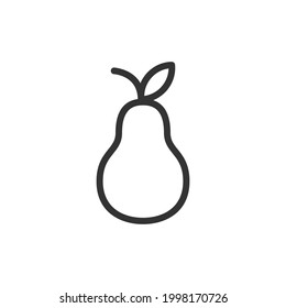 Thin line icon of pear. Vector outline sign for UI, web and app. Concept design of pear icon. Isolated on a white background.