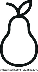 Thin line icon of pear. Vector outline sign for UI, web and app. Concept design of pear icon. Isolated on a white background.