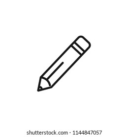 Thin line icon of pen, pencil, stationary. Editable vector stroke 64x64 Pixel.