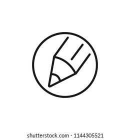Thin line icon of pencil. Editable vector stroke 64x64 Pixel.