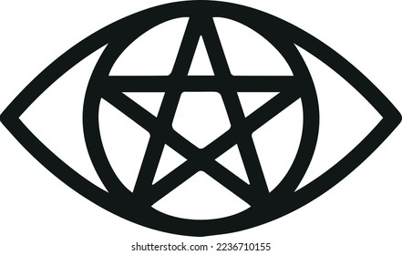 Thin line icon of pentagram. Vector outline sign for UI, web and app. Concept design of pentagram icon. Isolated on a white background.