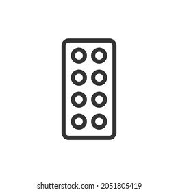 Thin line icon of pills. Vector outline sign for UI, web and app. Concept design of pills icon. Isolated on a white background.