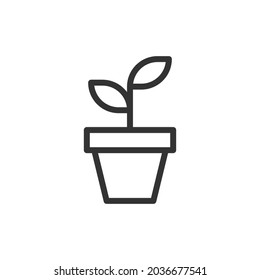 Thin line icon of plant. Vector outline sign for UI, web and app. Concept design of plant icon. Isolated on a white background.