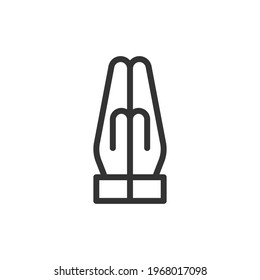 Thin line icon of  praying. Vector outline sign for UI, web and app. Concept design of  praying icon. Isolated on a white background.