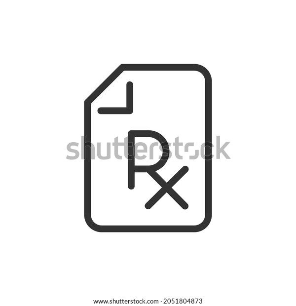 Thin line icon of prescription. Vector
outline sign for UI, web and app. Concept design of prescription
icon. Isolated on a white
background.