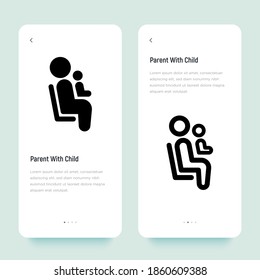 Thin line icon of priority seat for mother with child. Vector illustration.