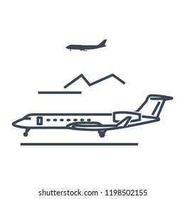 thin line icon private business jet
