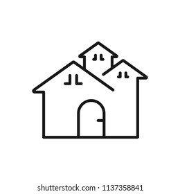 Thin line icon of property, house, home, building, estate. Editable vector stroke 64x64 Pixel.