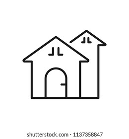 Thin line icon of property, house, home, building, estate. Editable vector stroke 64x64 Pixel.
