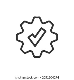 Thin line icon of quality. Vector outline sign for UI, web and app. Concept design of quality icon. Isolated on a white background.