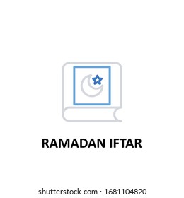 Thin line icon Quran Moslem Academy logo icon vector.suitable for ramadan on white background