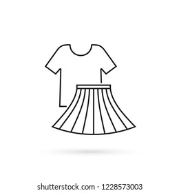 thin line icon recycled t-shirt and skirt. flat lineart style trend modern cloth logotype graphic art design isolated on white background. concept of apparel sign for fashion store and tshirt label