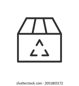 Thin line icon of recycling. Vector outline sign for UI, web and app. Concept design of recycling icon. Isolated on a white background.