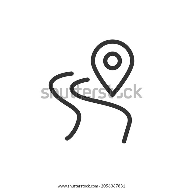 Thin line icon of route. Vector outline sign
for UI, web and app. Concept design of route icon. Isolated on a
white background.