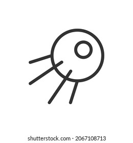 Thin line icon of satellite. Vector outline sign for UI, web and app. Concept design of satellite icon. Isolated on a white background.