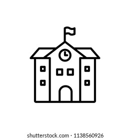 Thin line icon of school, building. Editable vector stroke 64x64 Pixel.