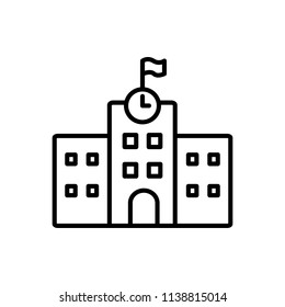 Thin line icon of school, building. Editable vector stroke 64x64 Pixel.