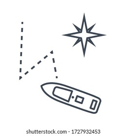 Thin line icon sea navigation, ship heading, direction