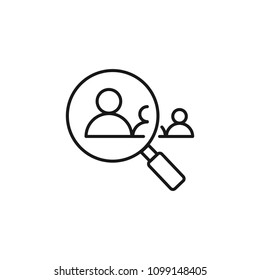 Thin line icon of search, finding, target. Editable vector stroke 64x64 pixel.