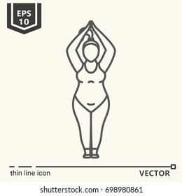 Thin line icon series- Yoga for plump. EPS 10 Isolated object