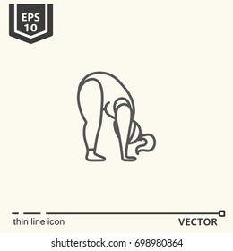 Thin line icon series- Yoga for plump. EPS 10 Isolated object
