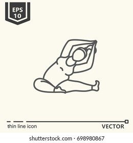 Thin line icon series- Yoga for plump. EPS 10 Isolated object